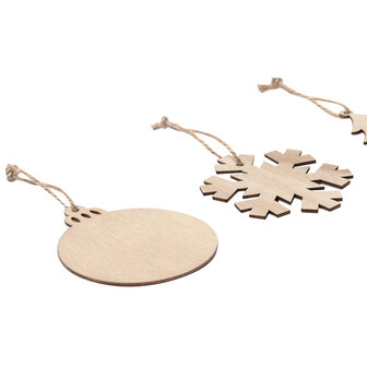 Houten Kersthanger &ndash; Personaliseerbaar (Kerstbal / Sneeuwvlok / Kerstboom / Ster)