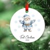 First Christmas 2024 blauwe Kerstman - Rond MDF Kerstornament