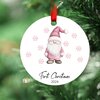 First Christmas 2024 Roze gnome - Rond MDF Kerstornament