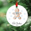 First Christmas 2024 blauw peperkoekenmannetje - Rond MDF Kerstornament