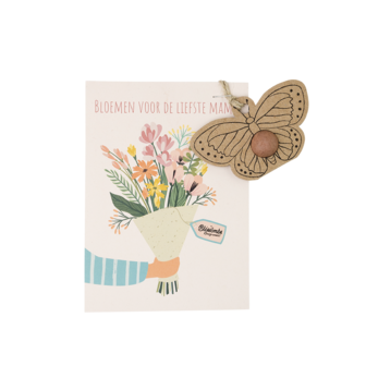 Blossombs Hanger Vlinder op kaart &ndash; Mama &ndash; Boeket