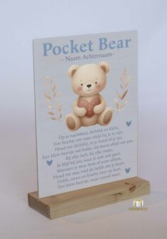 Ik blijf bij jou - Pocket Bear | Houten Kaart &amp; Beertje 🧸💛