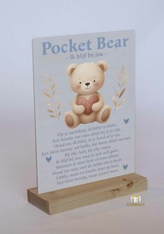 Ik blijf bij jou - Pocket Bear | Houten Kaart &amp; Beertje 🧸💛