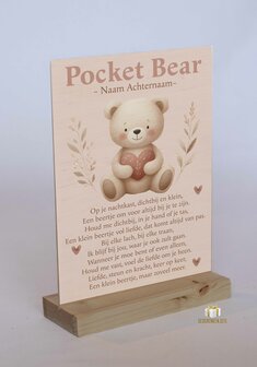 Ik blijf bij jou - Pocket Bear | Houten Kaart &amp; Beertje 🧸💛