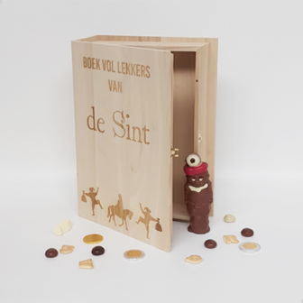 Boek van de Sint &ndash; GROOT | Houten Geschenkdoos in Boekvorm