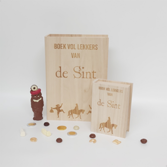 Boek van de Sint &ndash; GROOT | Houten Geschenkdoos in Boekvorm