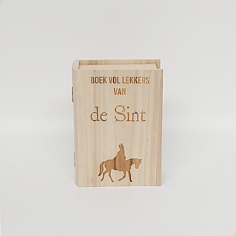 Boek van de Sint &ndash; KLEIN | Houten Geschenkdoos in Boekvorm