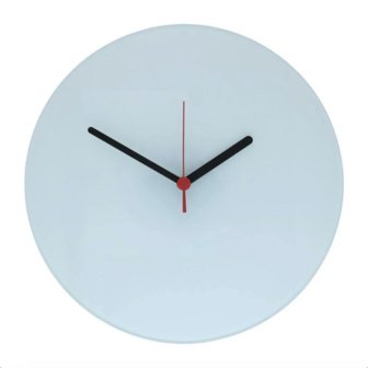 Glazen Wandklok Rond &ndash; Zwarte &amp; Rode Wijzers
