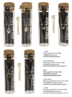 Ketting in Glazen Flesje met Kurk &ndash; 6 Stijlen in Zilver &amp; Goud