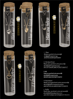 Ketting in Glazen Flesje met Kurk &ndash; 6 Stijlen in Zilver &amp; Goud