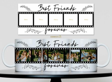 Best Friends Movie Template Mok 11oz &ndash; Gepersonaliseerd met 5 Foto&rsquo;s