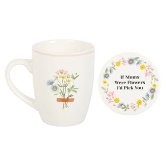 If Mums Were Flowers &ndash; Floral Mug &amp; Coaster Set (350 ml)