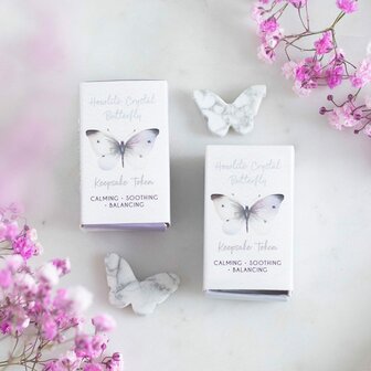 Remembrance Stone &ndash; Butterfly In Loving Memory (Howlite)