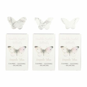 Remembrance Stone &ndash; Butterfly In Loving Memory (Howlite)