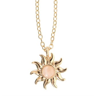 Zon &amp; Liefde Ketting &ndash; Rozenkwarts &ndash; Golden Hour Collectie