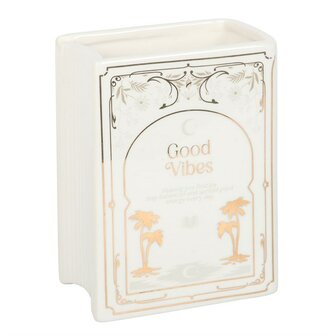 The Book Club Boekvormige Vaas &ndash; White &ldquo;Good Vibes&rdquo;