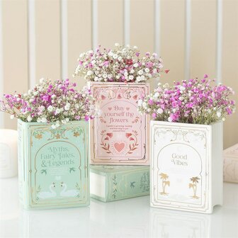 The Book Club Boekvormige Vaas &ndash; White &ldquo;Good Vibes&rdquo;