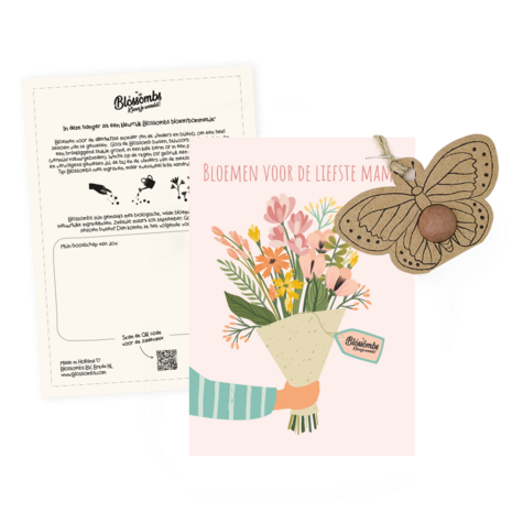 Blossombs Hanger Vlinder op kaart – Mama – Boeket