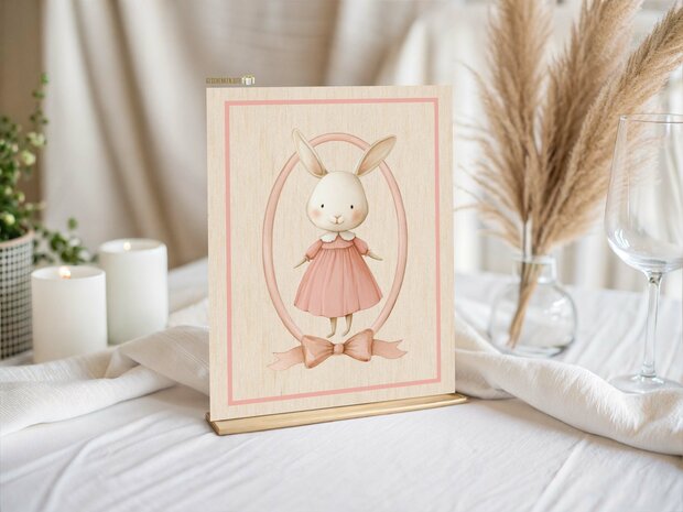Peek-a-boo! &ndash; Houten Kaart A5 | Baby Girl Announcement