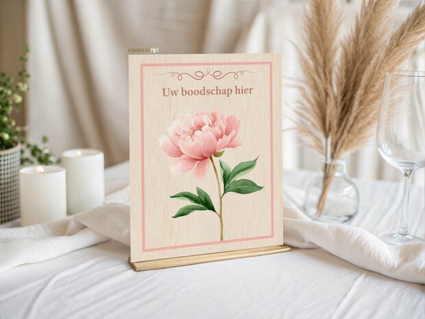 Peek-a-boo! &ndash; Houten Kaart A5 | Baby Girl Announcement