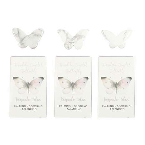 Remembrance Stone &ndash; Butterfly In Loving Memory (Howlite)