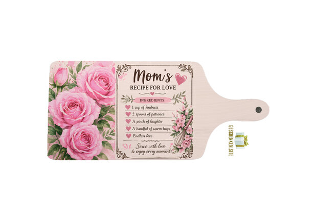 Mom&rsquo;s Recipe Borrelplank &ndash; Beukenhout met Liefdevolle Tekst