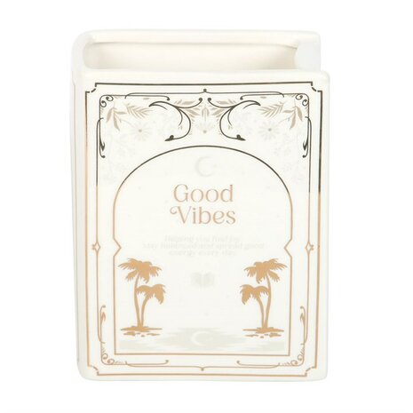 The Book Club Boekvormige Vaas &ndash; White &ldquo;Good Vibes&rdquo;
