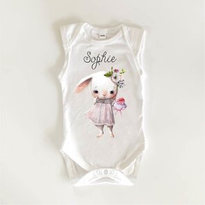Baby romper without sleeves rabbit girl with name