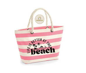 Beach bag Neutral/Gray 'life is better at the beach'