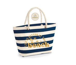 Beach bag Neutral/Gray 'life is better at the beach'