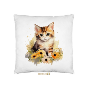 Watercolor Cat 1 - Kussensloop Wit - 40 x 40 cm