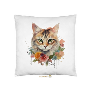 Watercolor Cat 2 - Kussensloop Wit - 40 x 40 cm