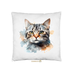 Watercolor Cat 4 - Kussensloop Wit - 40 x 40 cm