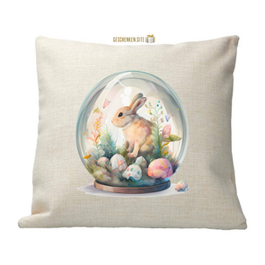rabbit-in-globe-easter-002 Kussensloop - Polylinnen - 40 x 40 cm