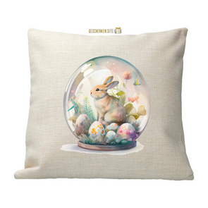 rabbit-in-globe-easter-004 Kussensloop - Polylinnen - 40 x 40 cm