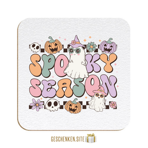 RHLW005-Spooky Season Onderzetter Wit textuur - 90 x 90 x 3,18 mm - Hardboard