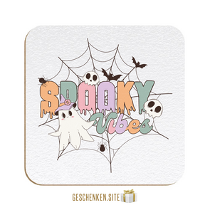 RHLW010-Spooky vibes Onderzetter Wit textuur - 90 x 90 x 3,18 mm - Hardboard