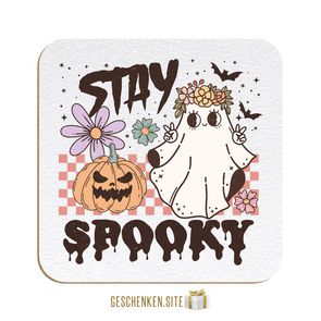 RHLW013-Stay Spooky Onderzetter Wit textuur - 90 x 90 x 3,18 mm - Hardboard