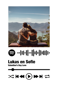 Valentine's Day Love Muziek album op plexiglas 20cm x 30cm