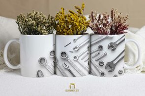 Papa Mechanic Tools 3D (5) Mok 11oz Wit 