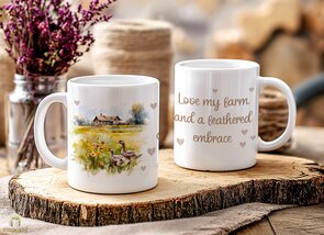 Ducks; Love my farm and a feathered embrace Mok 11oz Wit 