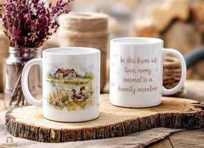Ducks; In this barn of love, every animal is a family member Mok 11oz Wit 