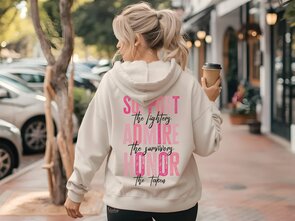 Gildan Heavy Blend Hoodie - Pink Ribbon Edition} Gildan Heavy Blend Hoodie - Pink Ribbon Edition