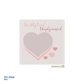 Gedenktegel – Greatly Loved, Deeply Missed met Foto – 15x15 cm