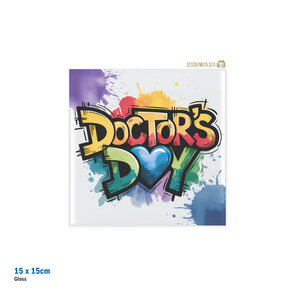 Doctor's Day Tegel - Vierkant Keramiek Glanzend Wit - 15 x 15 cm