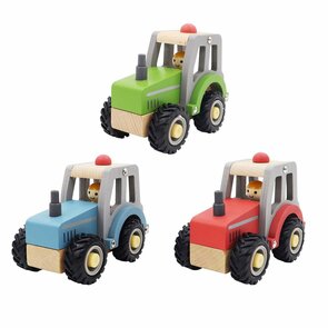 Houten Tractor – Rood / Groen / Blauw | Duurzaam Speelgoed