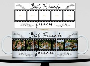 Best Friends Movie Template Mok 11oz – Gepersonaliseerd met 5 Foto’s